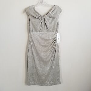 Lauren Ralph Lauren Metallic Shimmer Sheath Dress Evening Occasion 8P NWT